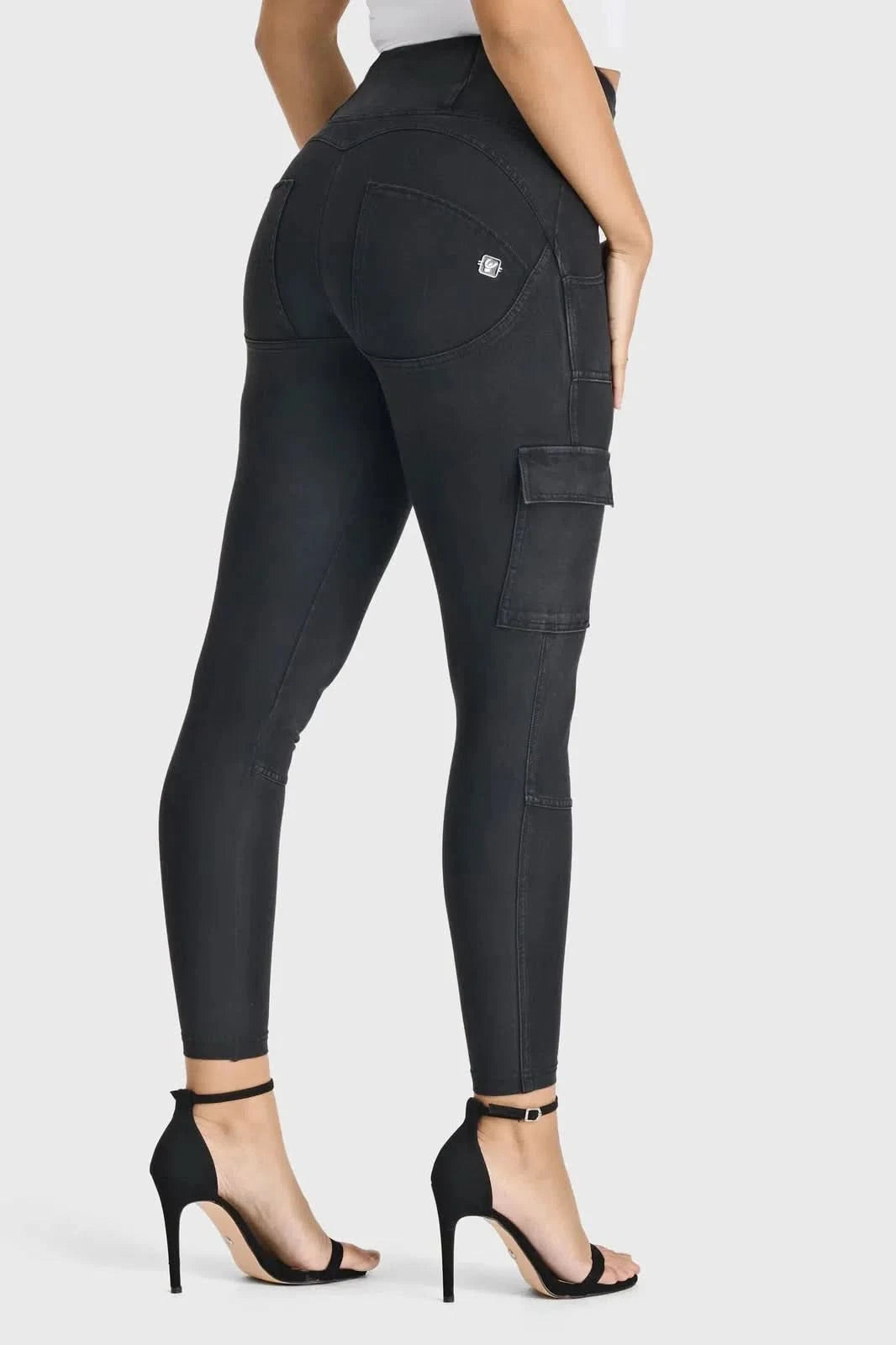 WR.UP® Cargo Denim - High Waisted - 7/8 Length - Black + Black Stitching 1