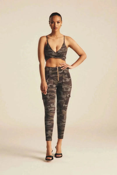 WRUP Cargo Fashion - High Waisted - 7/8 Length - Grey Camo