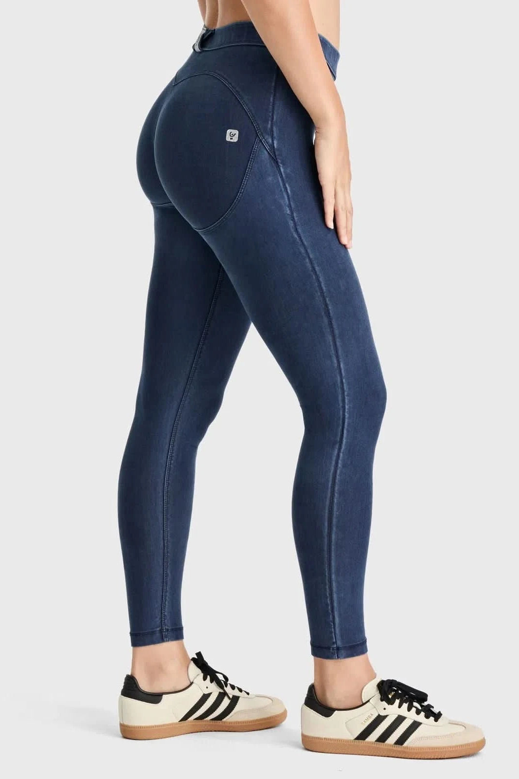 WRUP Core Denim - Mid Rise - 7/8 Length - Dark Blue + Blue Stitching 1