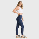 WRUP Core Denim - Super High Waisted - 7/8 Length - Dark Blue + Blue Stitching
