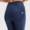 WRUP Core Denim - Super High Waisted - 7/8 Length - Dark Blue + Blue Stitching