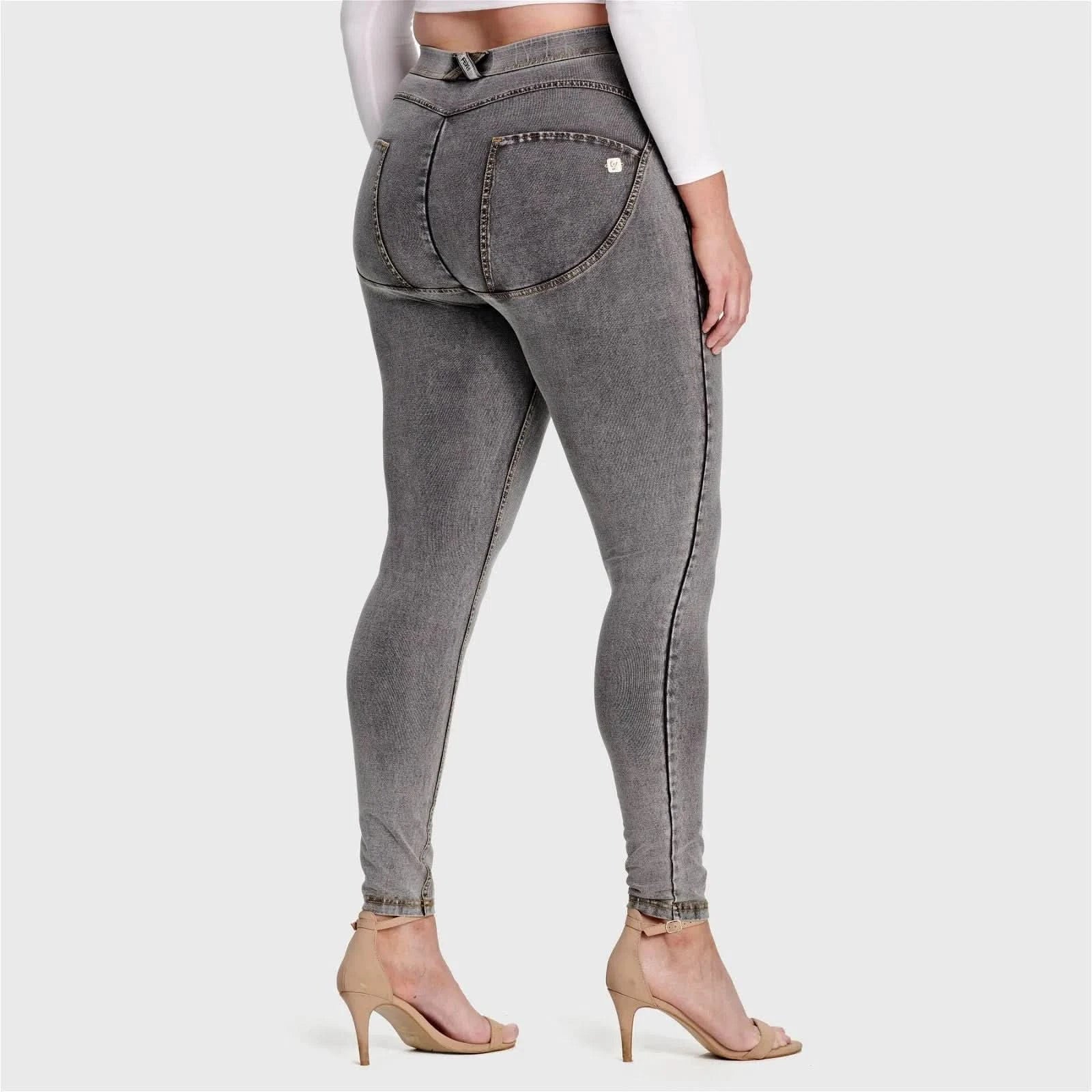 WRUP Curvy Denim High Waisted Full Length Grey + Stitching