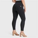 WRUP Curvy Denim - Zip High Waisted - 7/8 Length - Black + Black Stitching