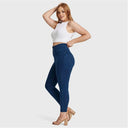 WRUP Curvy Denim - Zip High Waisted - 7/8 Length - Dark Blue + Blue Stitching