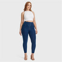 WRUP Curvy Denim - Zip High Waisted - 7/8 Length - Dark Blue + Blue Stitching