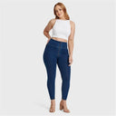 WRUP Curvy Denim - Zip High Waisted - 7/8 Length - Dark Blue + Yellow Stitching