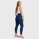 WRUP Curvy Denim - Zip High Waisted - 7/8 Length - Dark Blue + Yellow Stitching