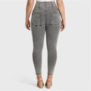 WRUP Curvy Denim - Zip High Waisted - 7/8 Length - Grey + Yellow Stitching