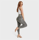 WRUP Curvy Denim - Zip High Waisted - 7/8 Length - Grey + Yellow Stitching