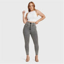 WRUP Curvy Denim - Zip High Waisted - 7/8 Length - Grey + Yellow Stitching