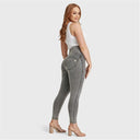 WRUP Curvy Denim - Zip High Waisted - 7/8 Length - Grey + Yellow Stitching