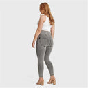 WRUP Curvy Denim - Zip High Waisted - 7/8 Length - Grey + Yellow Stitching
