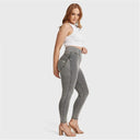WRUP Curvy Denim - Zip High Waisted - 7/8 Length - Grey + Yellow Stitching