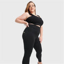 WRUP Curvy Fashion - Zip High Waisted - 7/8 Length - Black
