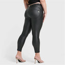 WRUP Curvy Faux Leather - High Waisted - 7/8 Length - Black