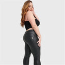 WRUP Curvy Faux Leather - High Waisted - Full Length - Black
