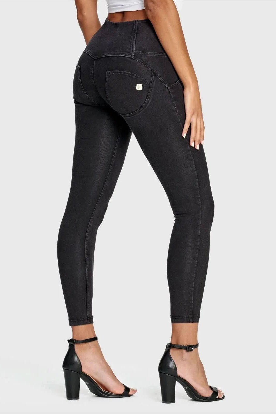 WR.UP® Denim - 3 Button High Waisted - 7/8 Length - Black + Black Stitching 3