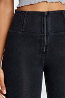 WRUP Denim - High Waisted - 7/8 Length - Black + Black Stitching