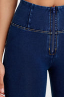 WRUP Denim - High Waisted - 7/8 Length - Dark Blue + Yellow Stitching