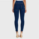 WRUP Denim - High Waisted - 7/8 Length - Dark Blue + Yellow Stitching