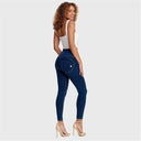 WRUP Denim - High Waisted - 7/8 Length - Dark Blue + Yellow Stitching