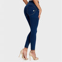 WRUP Denim - High Waisted - 7/8 Length - Dark Blue + Yellow Stitching