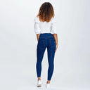 WRUP Denim - High Waisted - 7/8 Length - Dark Blue + Yellow Stitching