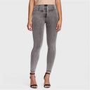WRUP Denim - High Waisted - 7/8 Length - Grey + Yellow Stitching