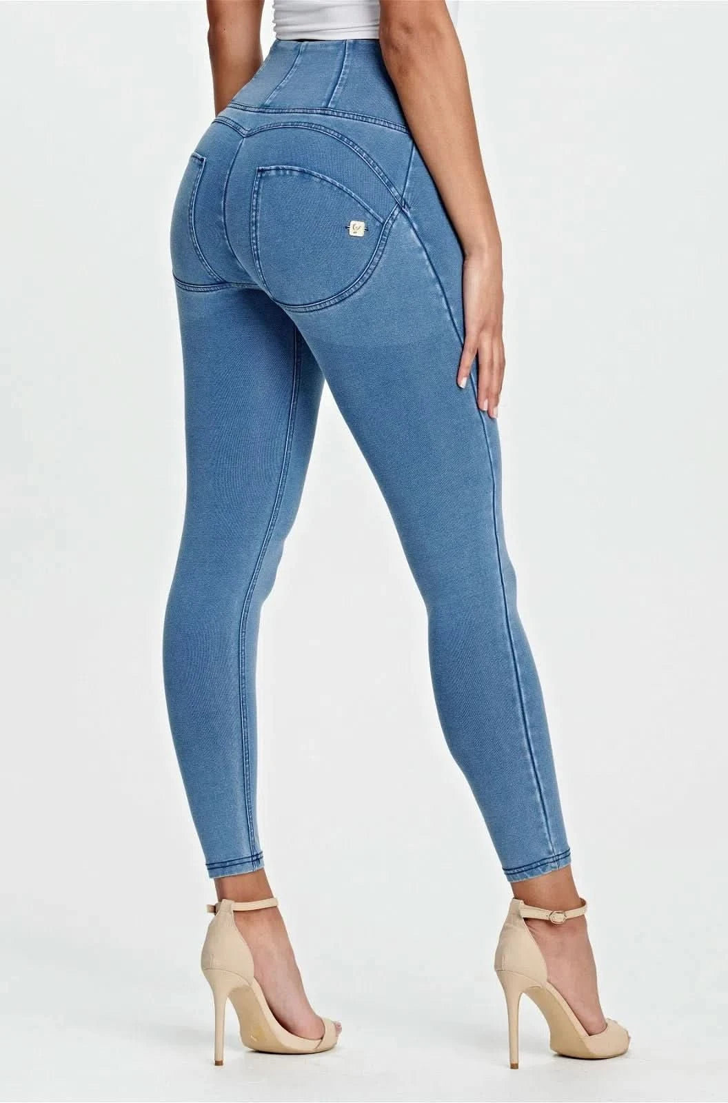 WR.UP® Denim - High Waisted - 7/8 Length - Light Blue + Blue Stitching