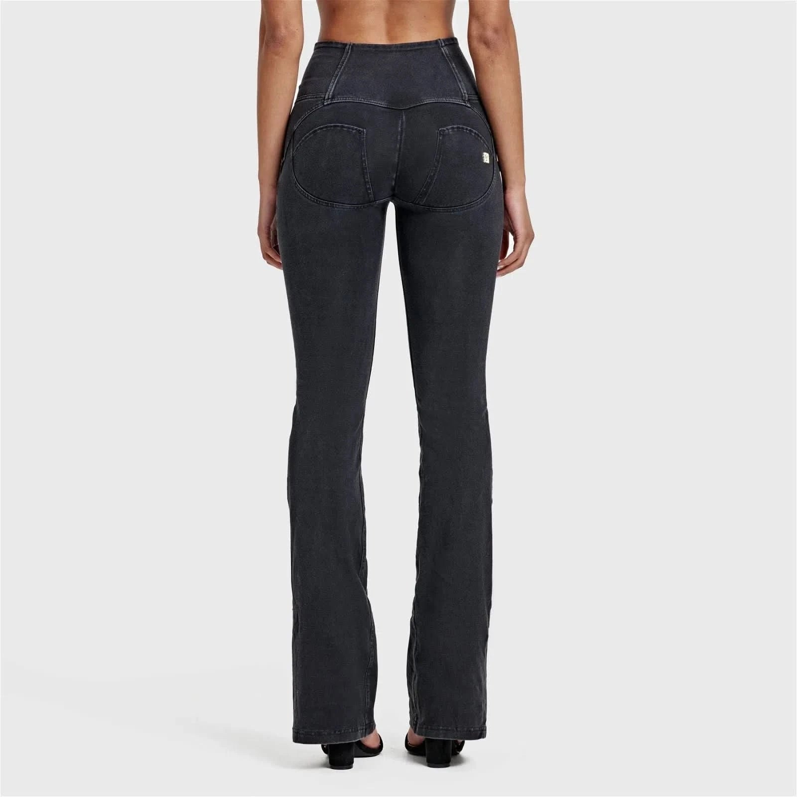 WR.UP® Denim - High Waisted - Bell Bottom Flare - Black + Black Stitching 3