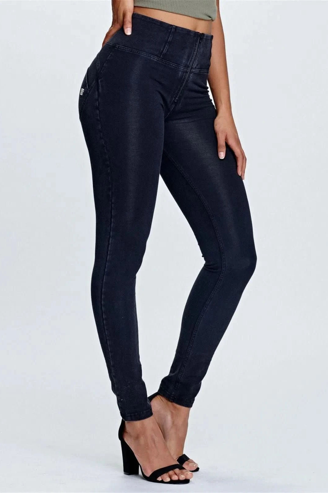 WR.UP® Denim - High Waisted - Full Length - Black + Black Stitching 3