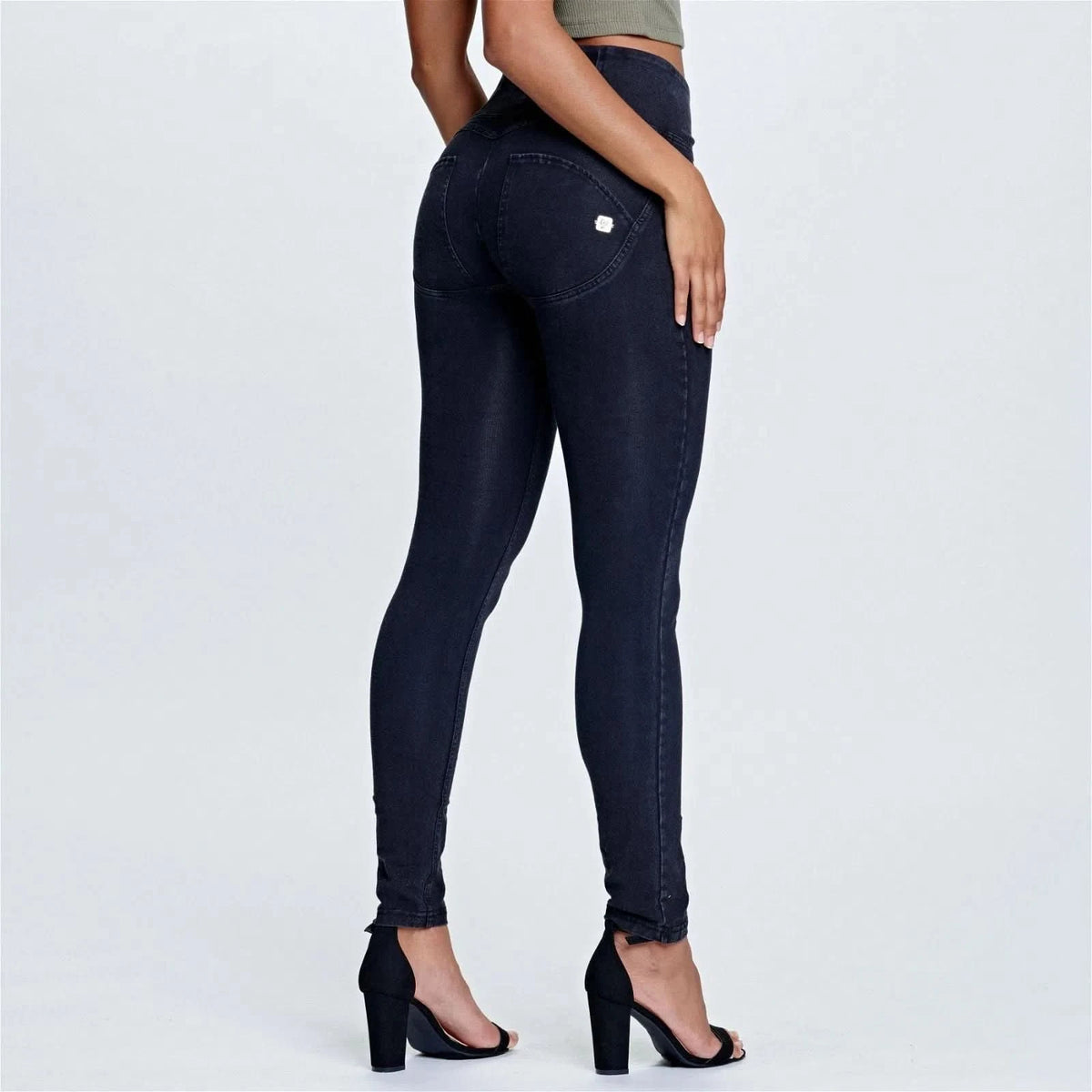 WRUP Denim - High Waisted - Full Length - Black + Black Stitching