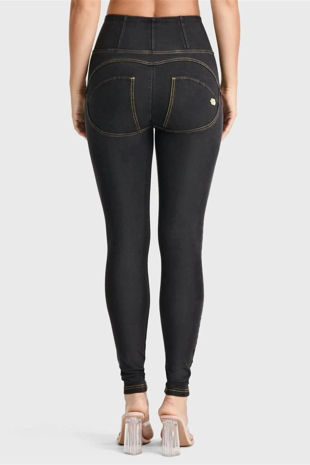 WR.UP® Denim - High Waisted - Full Length - Black + Yellow Stitching 3