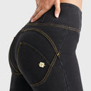 WRUP Denim - High Waisted - Full Length - Black + Yellow Stitching