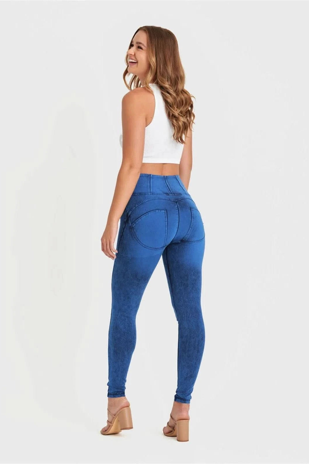 WR.UP® Denim - High Waisted - Full Length - Cobalt Blue + Blue Stitching 3