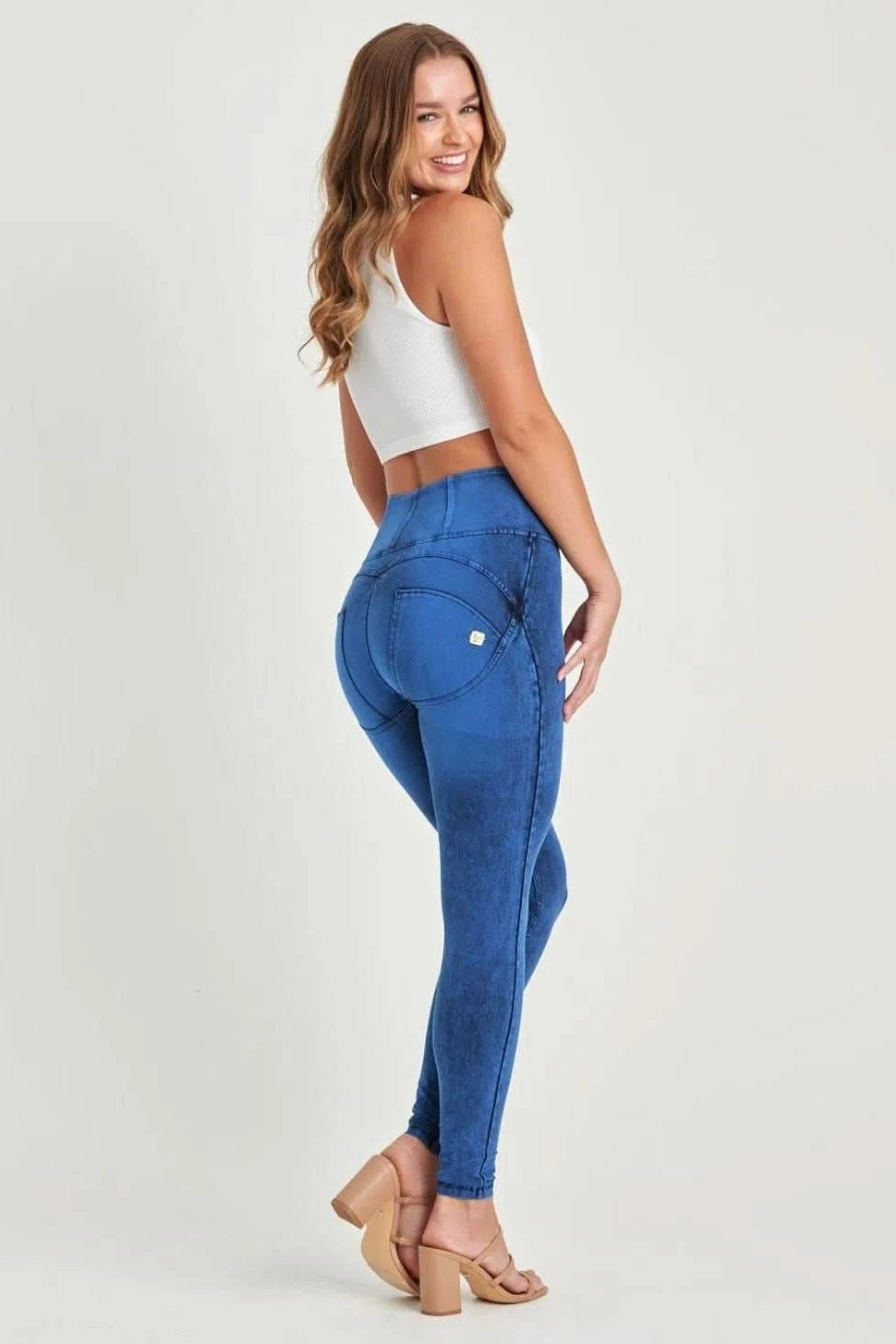 WR.UP® Denim - High Waisted - Full Length - Cobalt Blue + Blue Stitching 1