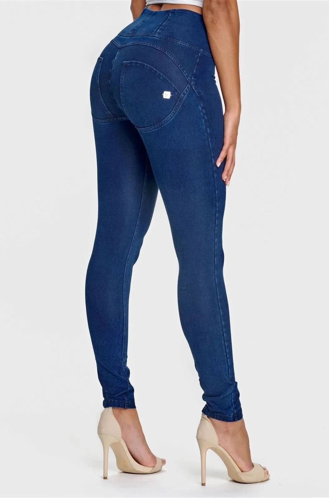 WR.UP® Denim - High Waisted - Full Length - Dark Blue + Blue Stitching