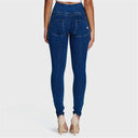 WRUP Denim - High Waisted - Full Length - Dark Blue + Yellow Stitching