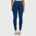 WRUP Denim - High Waisted - Full Length - Dark Blue + Yellow Stitching