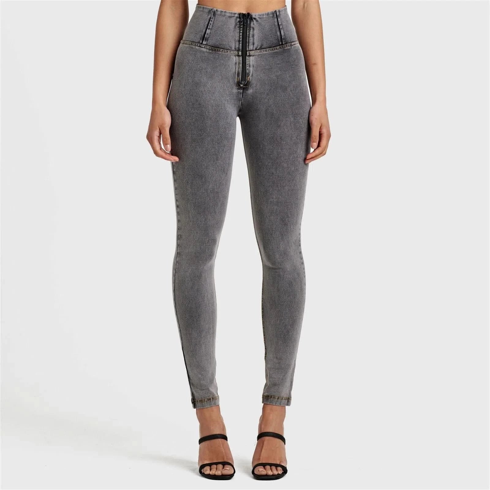 WR.UP® Denim - High Waisted - Full Length - Grey + Yellow Stitching 2