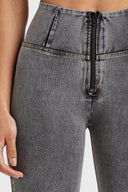 WRUP Denim - High Waisted - Full Length - Grey + Yellow Stitching