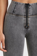 WRUP Denim - High Waisted - Full Length - Grey + Yellow Stitching