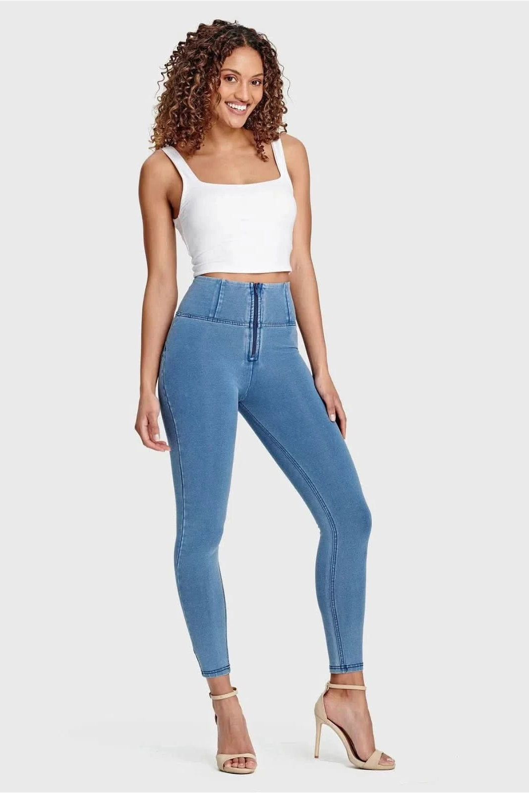 WR.UP® Denim - High Waisted - Full Length - Light Blue + Blue Stitching 2