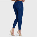 WRUP Denim - Mid Rise - 7/8 Length - Dark Blue + Blue Stitching