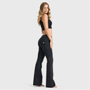 WRUP Denim - Mid Rise - Bell Bottom Flare - Black + Black Stitching