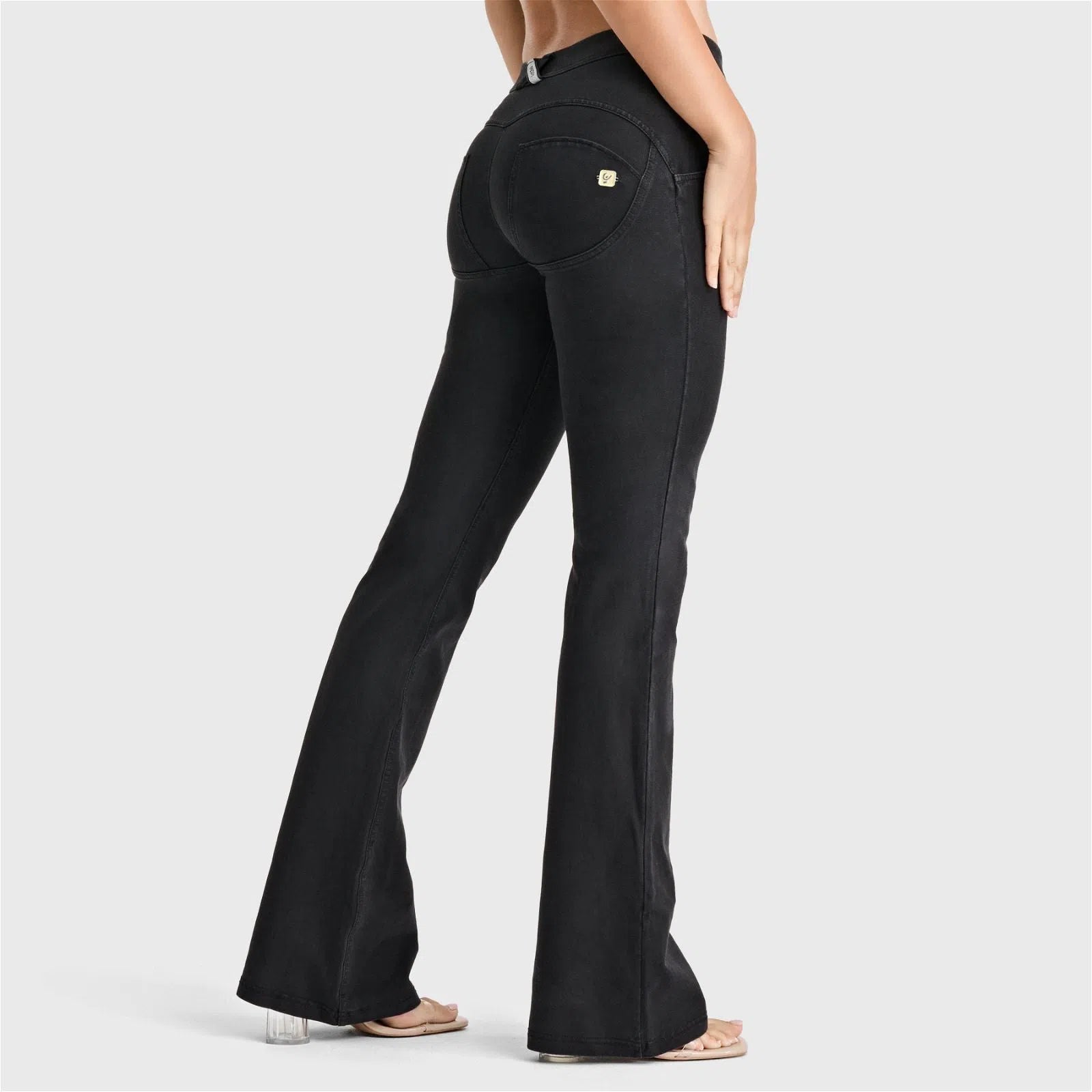 WRUP Denim Mid Rise Bell Bottom Flare + Stitching