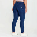 WRUP Denim - Mid Rise - Full Length - Dark Blue + Blue Stitching