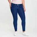 WRUP Denim - Mid Rise - Full Length - Dark Blue + Blue Stitching