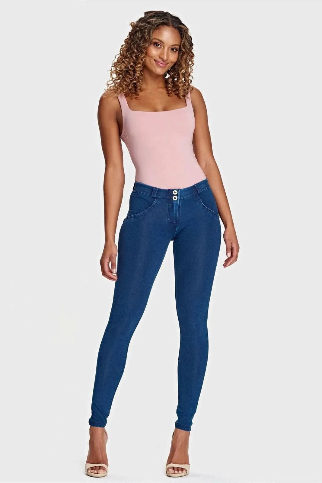 WRUP Denim - Mid Rise - Full Length - Dark Blue + Blue Stitching 3