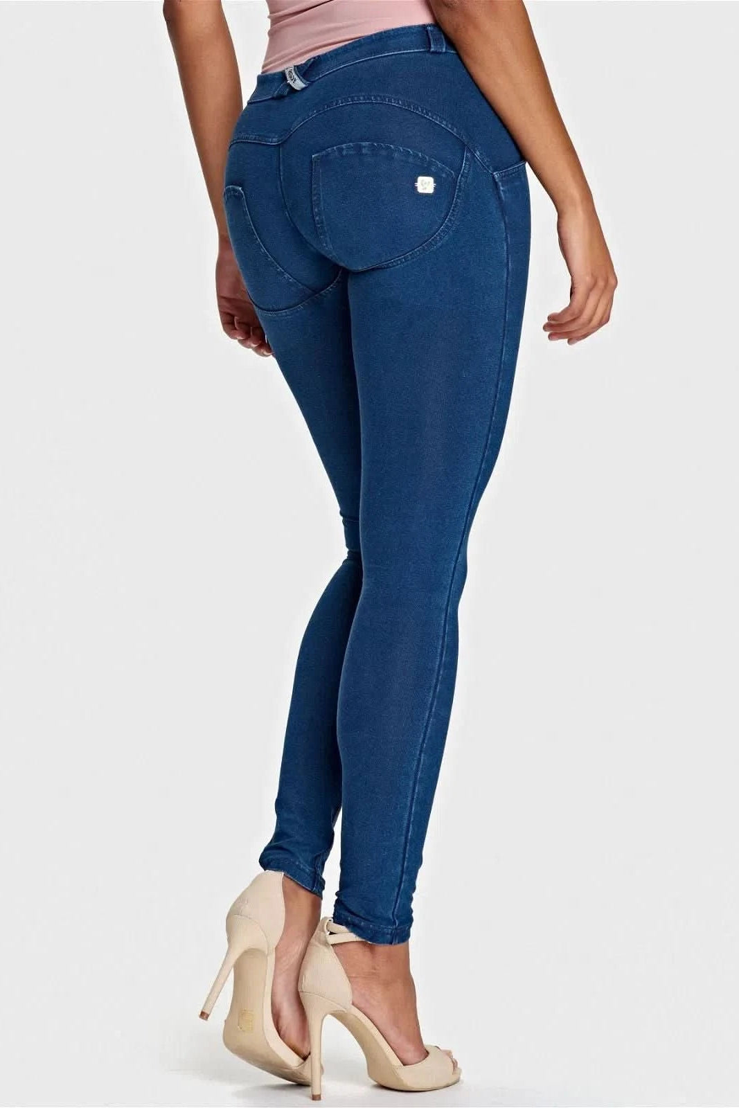 WRUP Denim - Mid Rise - Full Length - Dark Blue + Blue Stitching 3